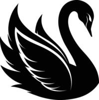 A black silhouette of a swan vector