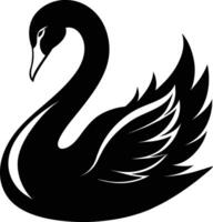 A black silhouette of a swan vector