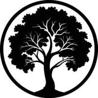 A black silhouette of a circle tree vector