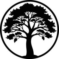 A black silhouette of a circle tree vector