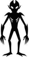 A black silhouette of a alien vector