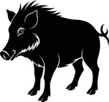 Black and white illustration of a wild boar vector