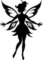 A silhouette of a fairy with wings vector