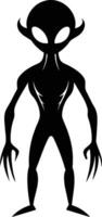 A black silhouette of a alien vector