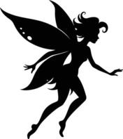 A silhouette of a fairy with wings vector