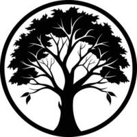 A black silhouette of a circle tree vector