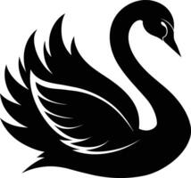 un negro silueta de un cisne vector