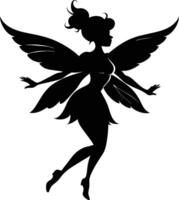 A silhouette of a fairy with wings vector