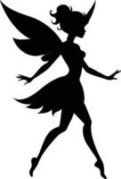 A silhouette of a fairy with wings vector