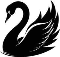 A black silhouette of a swan vector