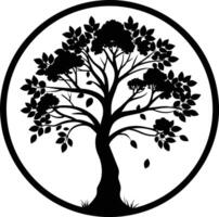 A black silhouette of a circle tree vector