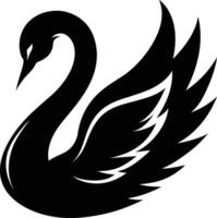 A black silhouette of a swan vector