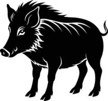 Black and white illustration of a wild boar vector