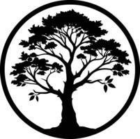 A black silhouette of a circle tree vector