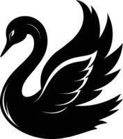 A black silhouette of a swan vector