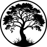 A black silhouette of a circle tree vector