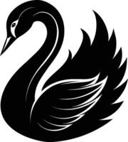 A black silhouette of a swan vector