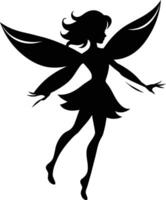 A silhouette of a fairy with wings vector