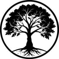 A black silhouette of a circle tree vector