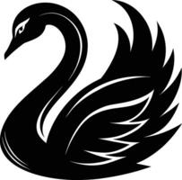 A black silhouette of a swan vector