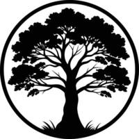 A black silhouette of a circle tree vector