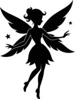 A silhouette of a fairy with wings vector