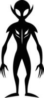 A black silhouette of a alien vector