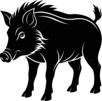 Black and white illustration of a wild boar vector