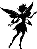 A silhouette of a fairy with wings vector