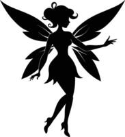A silhouette of a fairy with wings vector