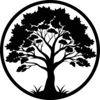 A black silhouette of a circle tree vector