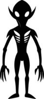 A black silhouette of a alien vector