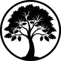 A black silhouette of a circle tree vector