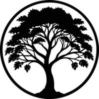 A black silhouette of a circle tree vector