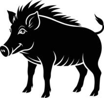 Black and white illustration of a wild boar vector