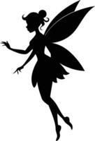 A silhouette of a fairy with wings vector