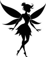 A silhouette of a fairy with wings vector