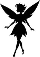 A silhouette of a fairy with wings vector