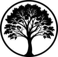 A black silhouette of a circle tree vector