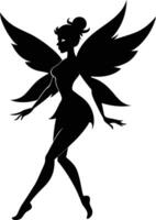 A silhouette of a fairy with wings vector