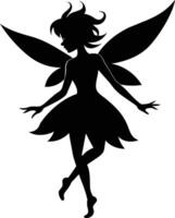 A silhouette of a fairy with wings vector