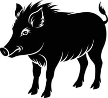 Black and white illustration of a wild boar vector