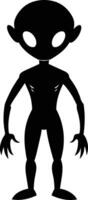 A black silhouette of a alien vector