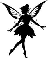 A silhouette of a fairy with wings vector