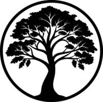 A black silhouette of a circle tree vector