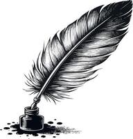 The outline of a classic feathered quill pen vector