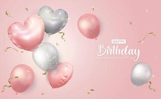 cumpleaños globos antecedentes diseño. contento cumpleaños a usted con globo decorativo elementos para cumpleaños celebracion saludo tarjeta diseño. vector