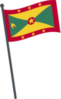 Grenada flag waving on pole. national flag pole transparent. png