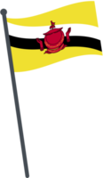 brunei Darussalam Flagge winken auf Pole. National Flagge Pole transparent. png