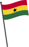 Ghana drapeau agitant sur pôle. nationale drapeau pôle transparent. png